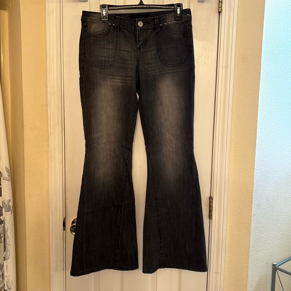 Material Girl Black Low Rise Flare Jeans